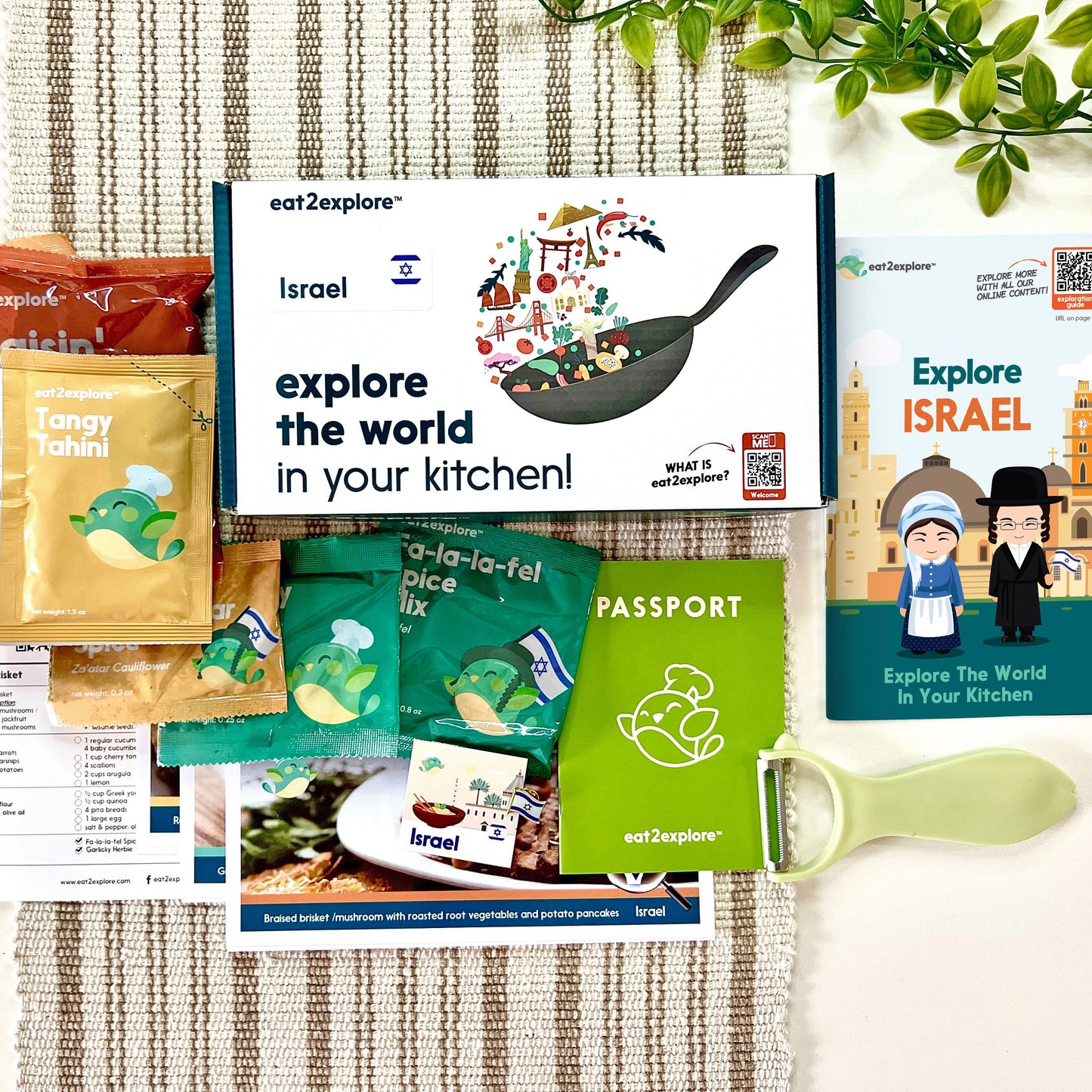 "eat2explore Israel cooking kit with spices recipes and accessories"
