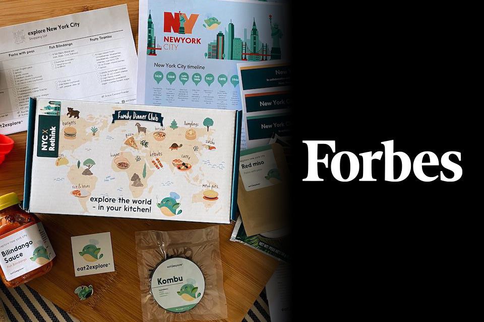 "explore New York City kit with recipe cards and food items by eat2explore"