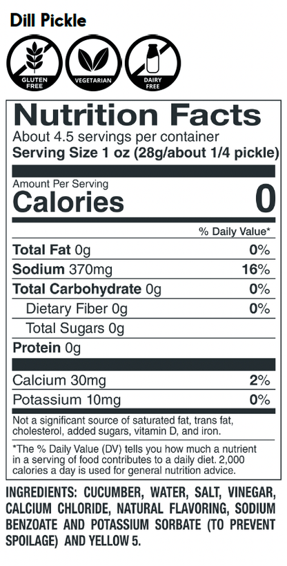 Dill Pickle Nutritional Facts