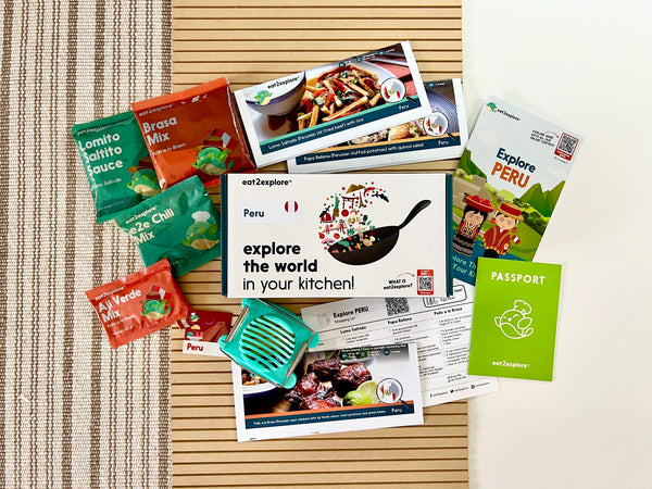  Eat2Explore Subscription Box - Explore the World Through Food/ Box Includes 3 Kid-Friendly Recipes, Shopping List for Fresh Ingredients &  Cooking Tools