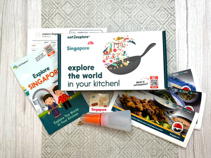 Singapore cooking kit from eat2explore with recipes and ingredients.