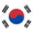 Flag of South Korea with red and blue circles and black lines on a white background
