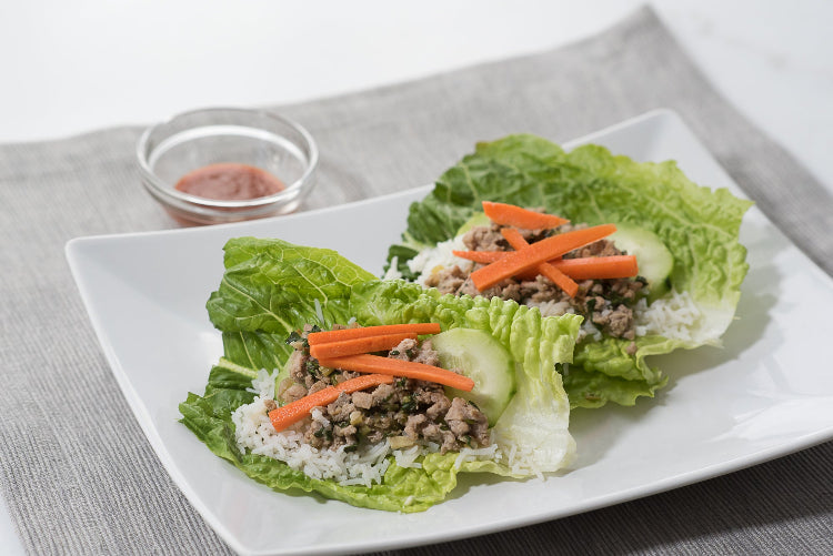 lettuce wraps with rice and vegetables