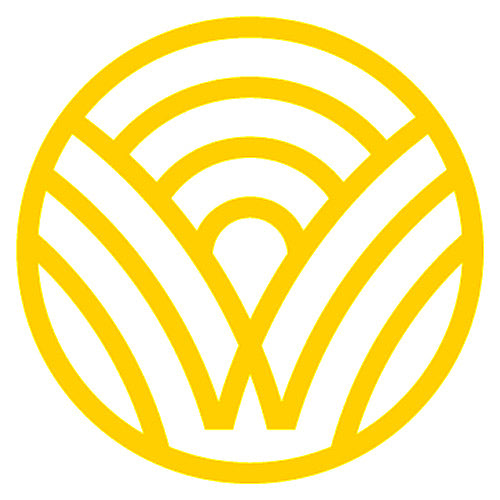 Yellow geometric circular pattern logo