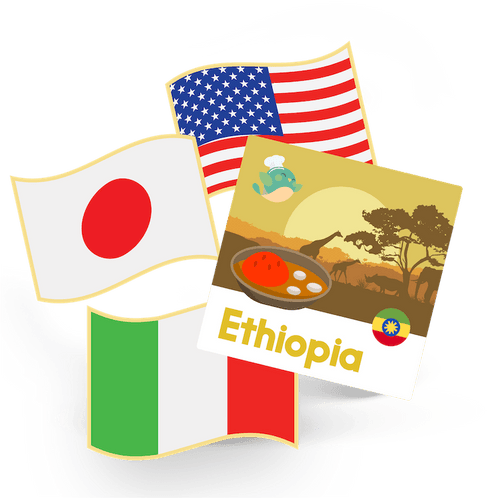 1 Flag Pin and 1 Sticker - Ethiopia