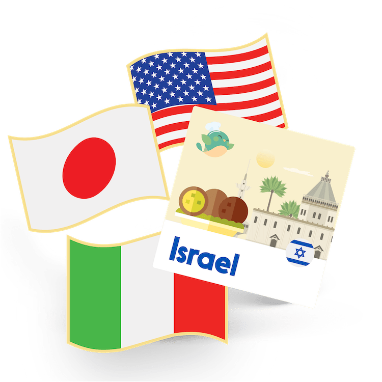 ISRAEL - flag pin & sticker