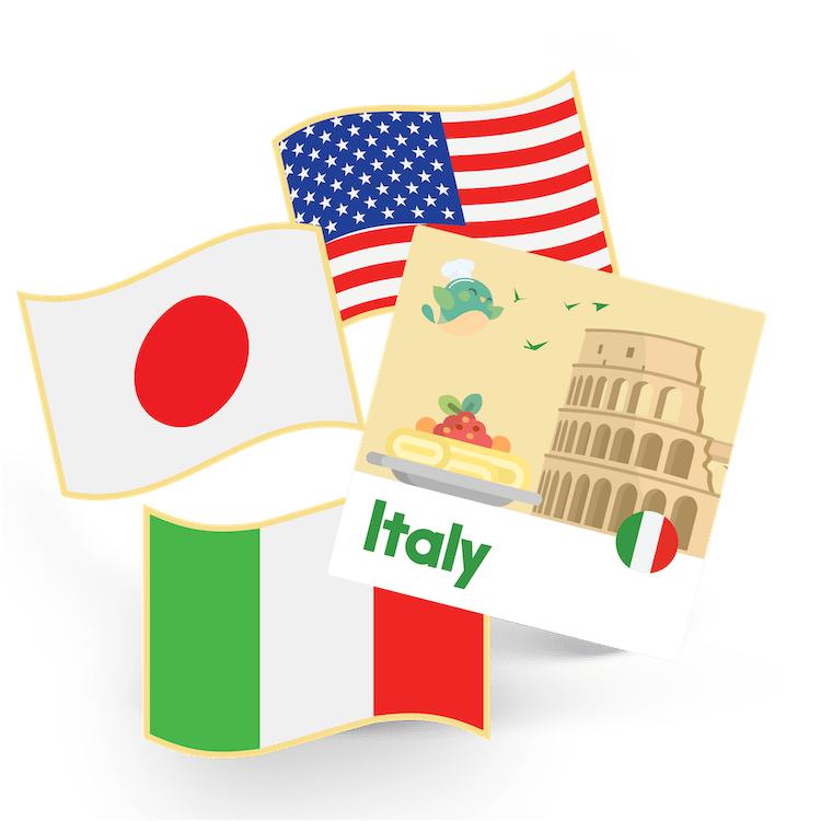 ITALY - flag pin & sticker
