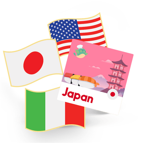 1 Flag Pin and 1 Sticker - Japan