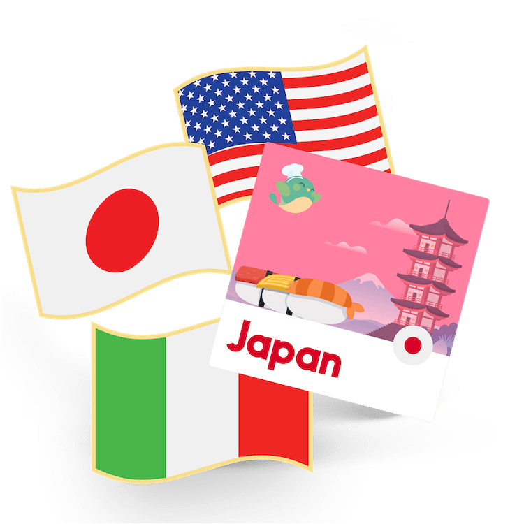 JAPAN - flag pin & sticker - FST-1-JA - eat2explore