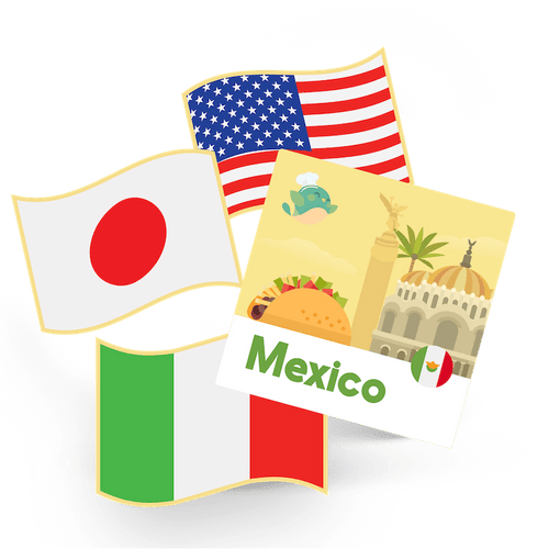 1 Flag Pin and 1 Sticker - Mexico