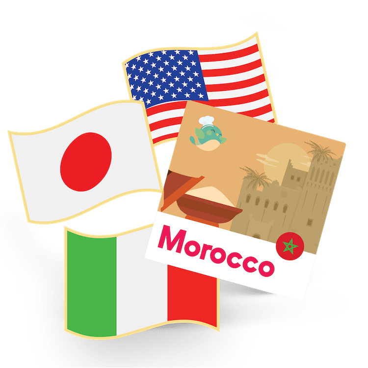 MOROCCO - flag pin & sticker