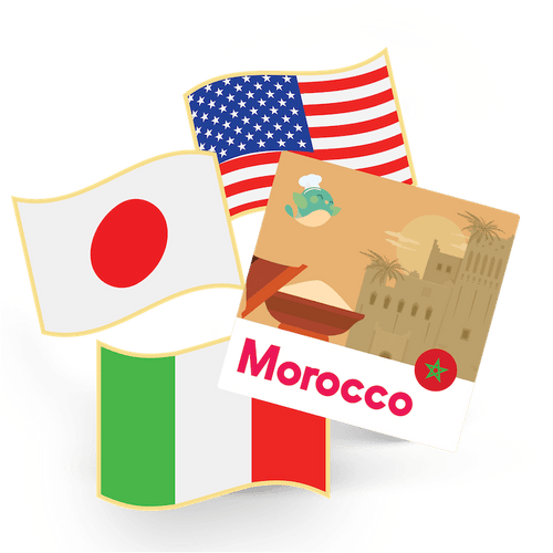 1 Flag Pin and 1 Sticker - Morocco