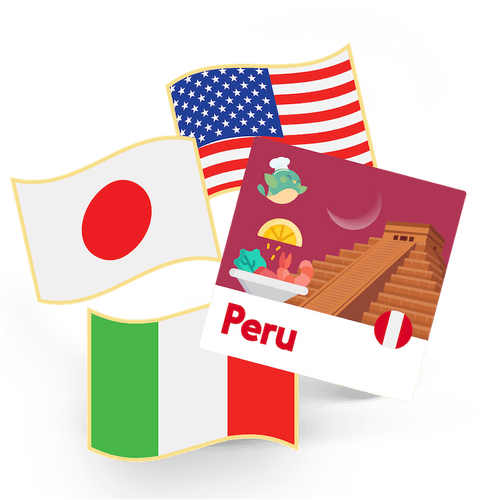 1 Flag Pin and 1 Sticker - Peru
