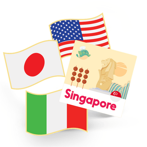 1 Flag Pin and 1 Sticker - Singapore