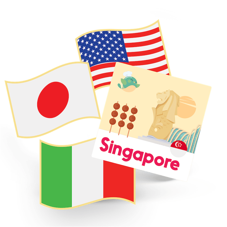 SINGAPORE - flag pin & sticker - FST-1-SI - eat2explore