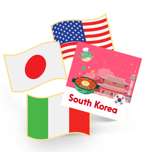 1 Flag Pin and 1 Sticker - South Korea