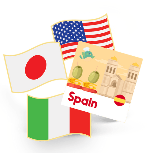 1 Flag Pin and 1 Sticker - Spain
